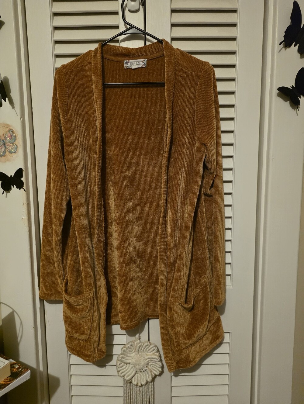 Pink Rose Cozy Open-Front Women's Sweater Cardigan - Caramel *Beautiful*